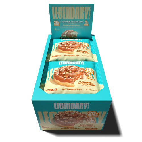 Open box of Caramel Sticky Bun Protein Sweet Rolls
