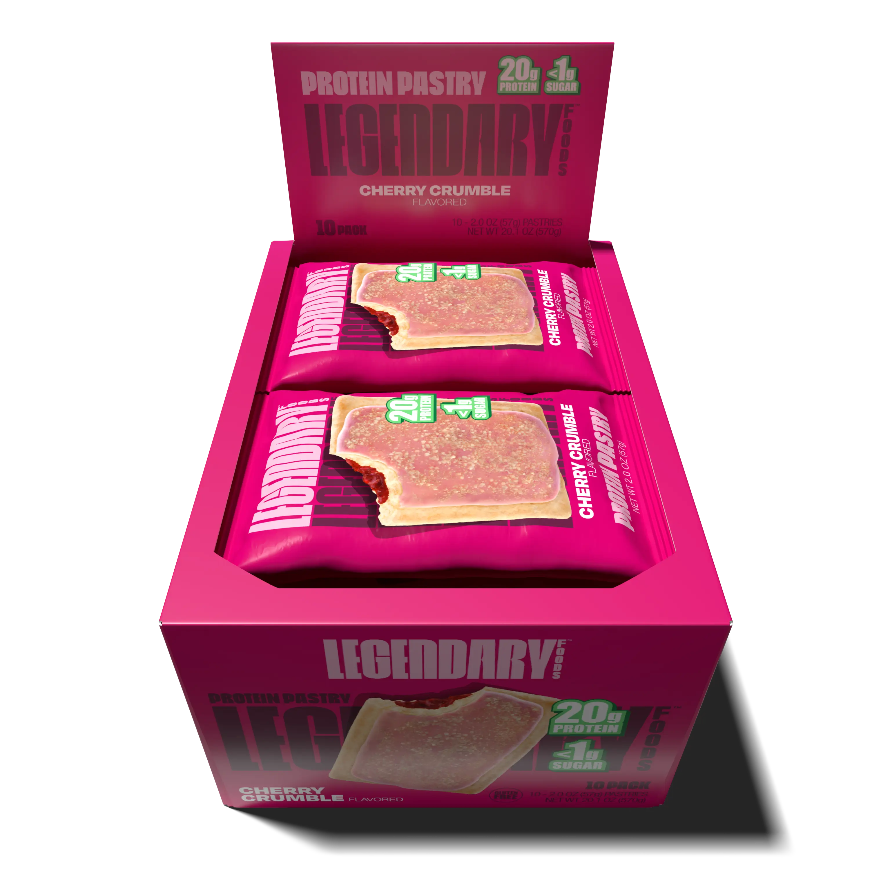 Open box of Cherry Crumble Protein Pastries