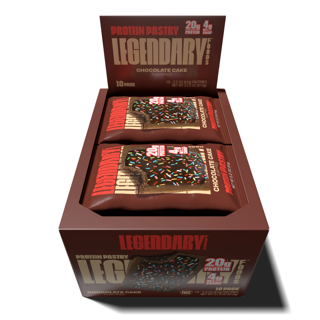 Open box of Chocolate Cake Protein Pastries