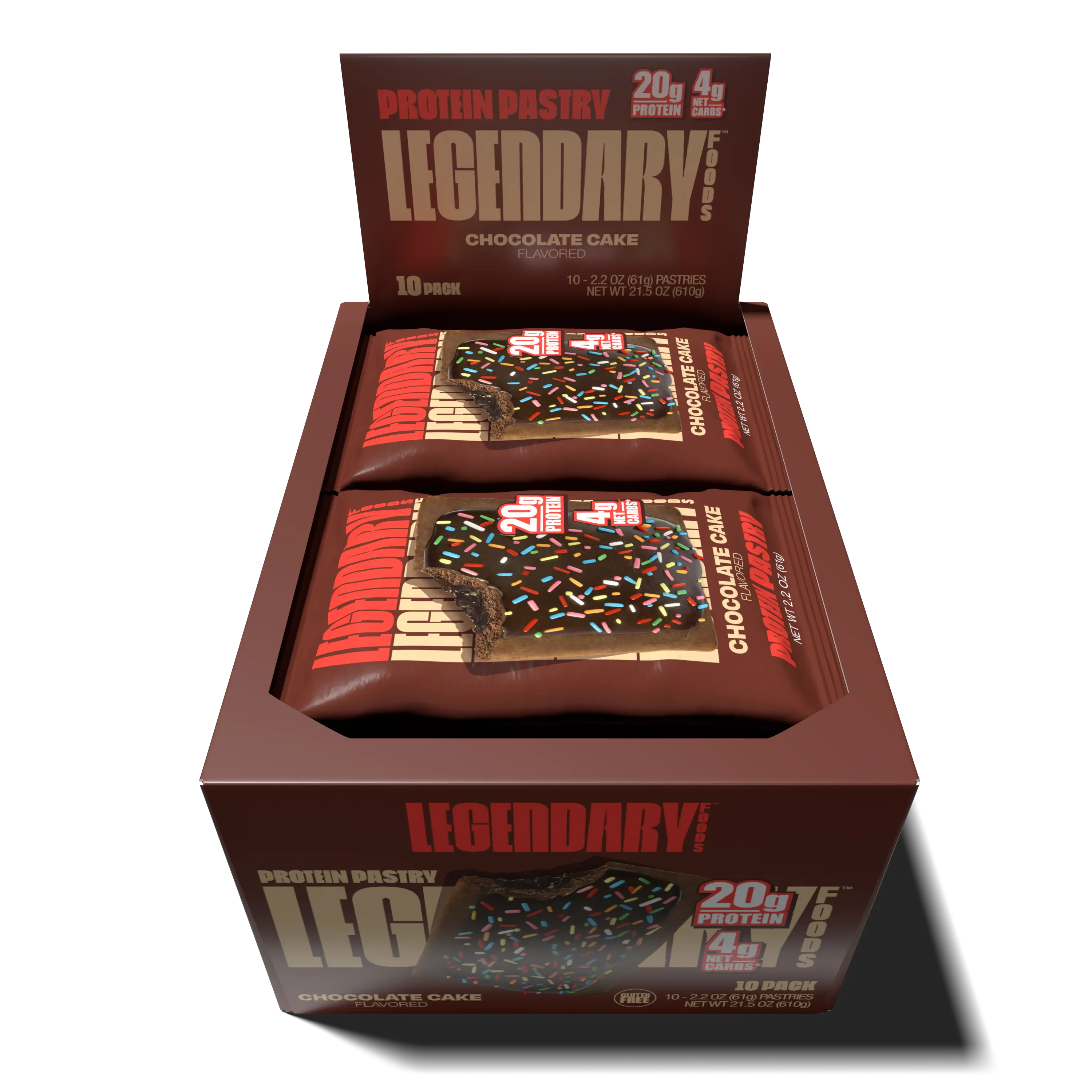 Open box of Chocolate Cake Protein Pastries