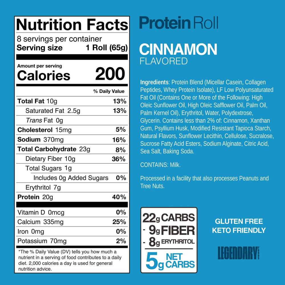 Cinnamon Protein Roll nutrition facts and ingredients: 5g Net Carbs, Gluten Free, Keto Friendly