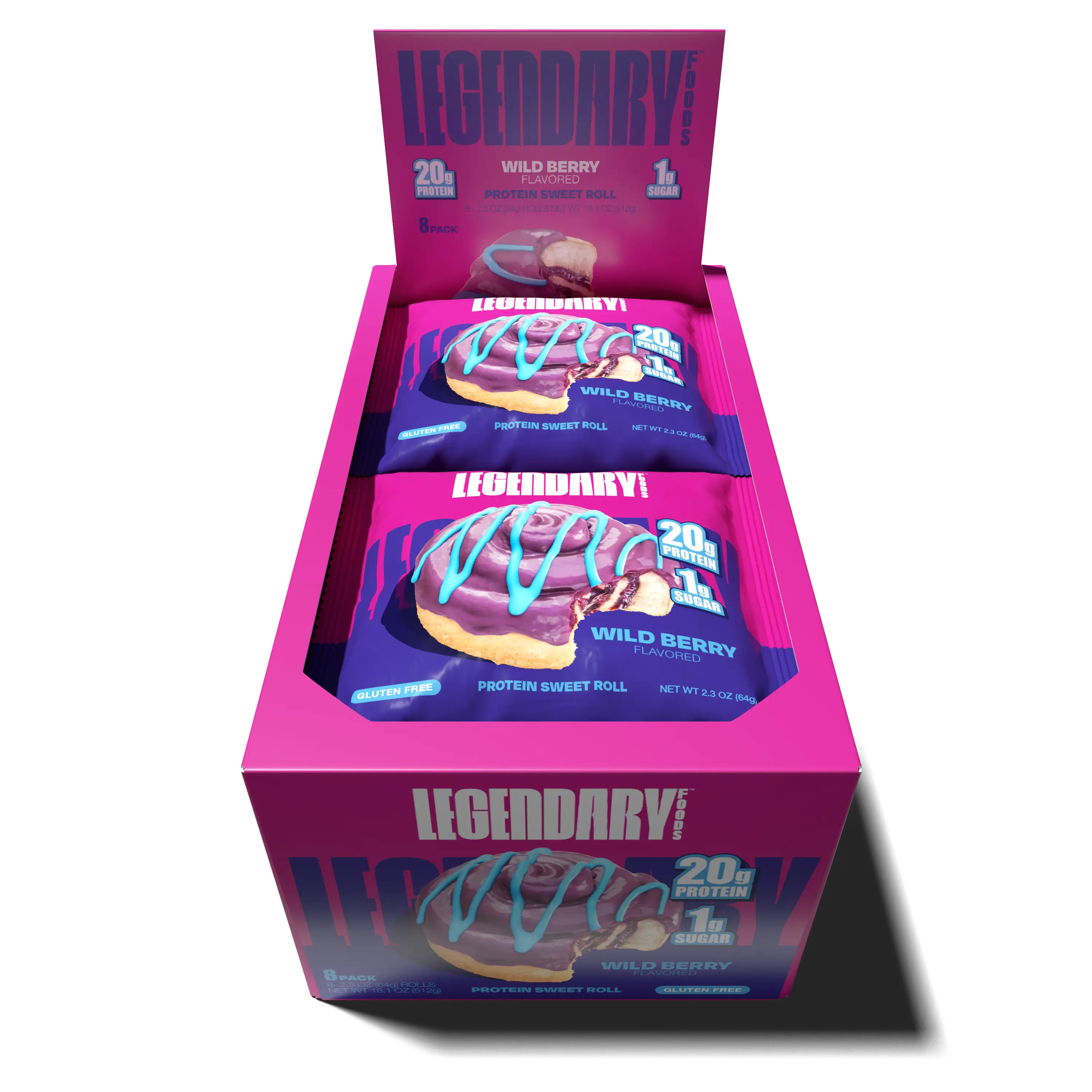 Open box of Wild Berry Protein Sweet Rolls